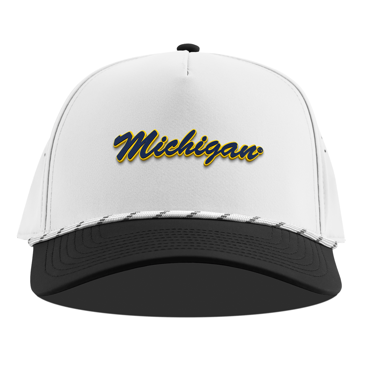 University of Michigan "Michigan Script" Curved 5 Panel Rope White/Black