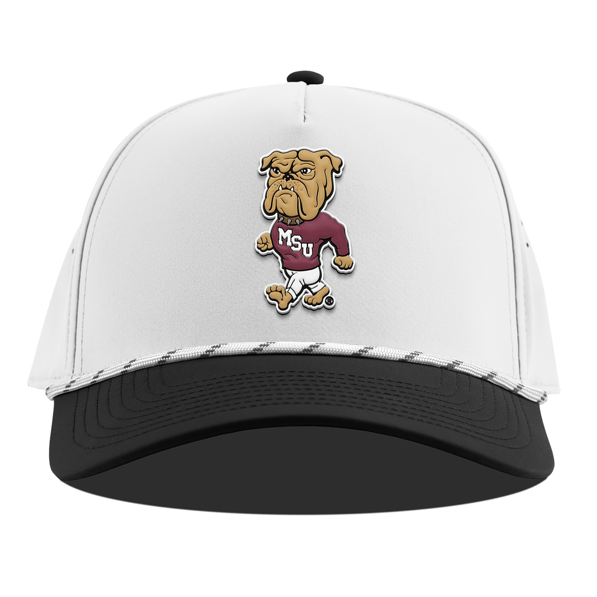 Mississippi State University "Mississippi State Bully" Curved 5 Panel Rope White/Black