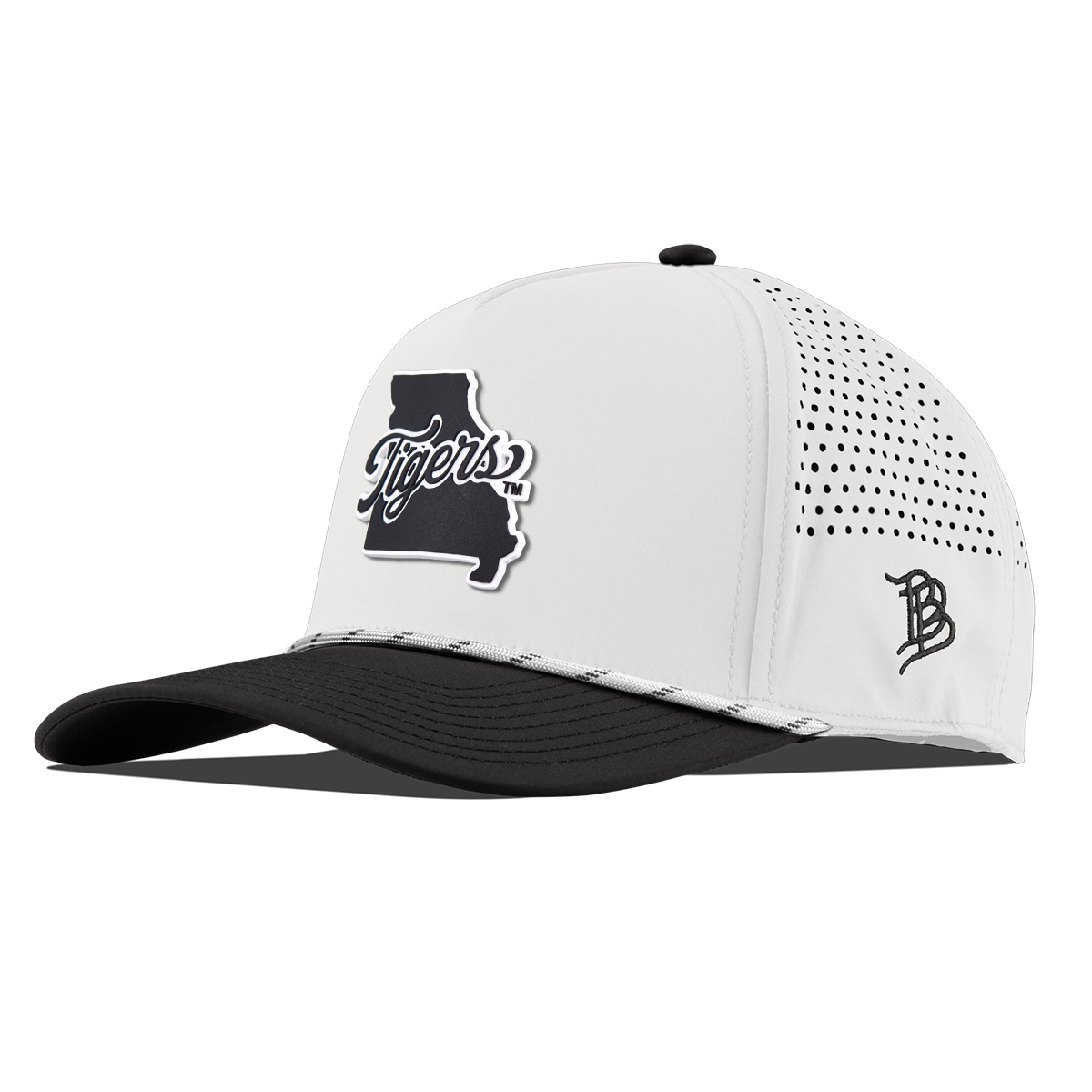 University of Missouri "Missouri Tigers State Script" Curved 5 Panel Rope White/Black