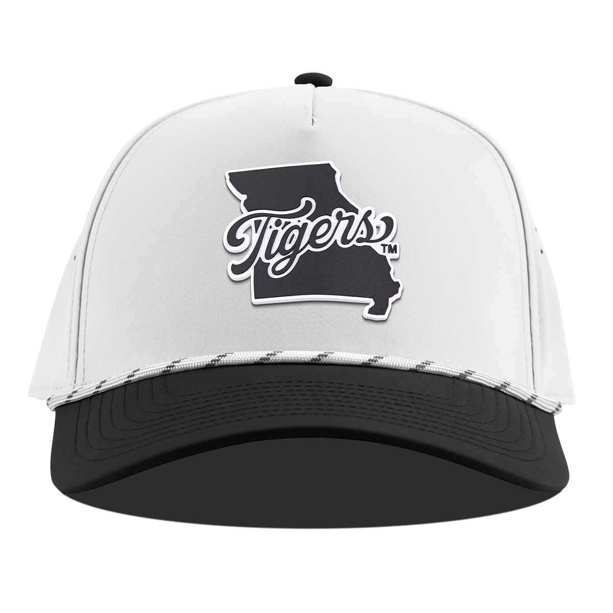 University of Missouri "Missouri Tigers State Script" Curved 5 Panel Rope White/Black
