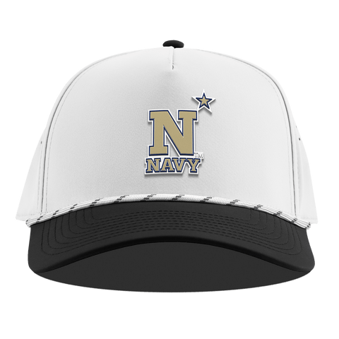 United States Naval Academy "Naval Academy Team Logo Gold" Curved 5 Panel Rope White/Black