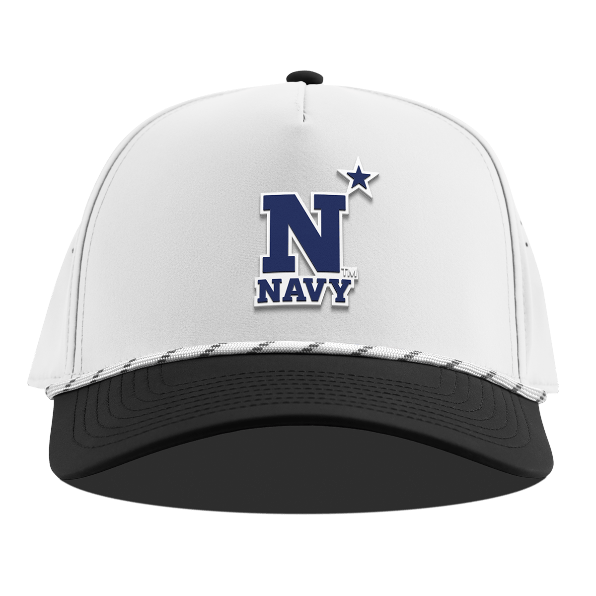 United States Naval Academy "Naval Academy Team Logo Navy" Curved 5 Panel Rope White/Black