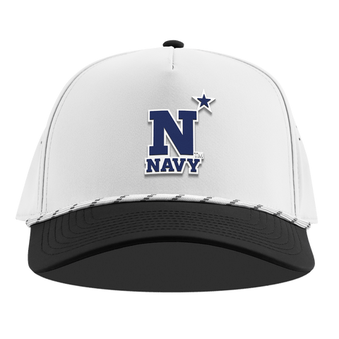 United States Naval Academy "Naval Academy Team Logo Navy" Curved 5 Panel Rope White/Black