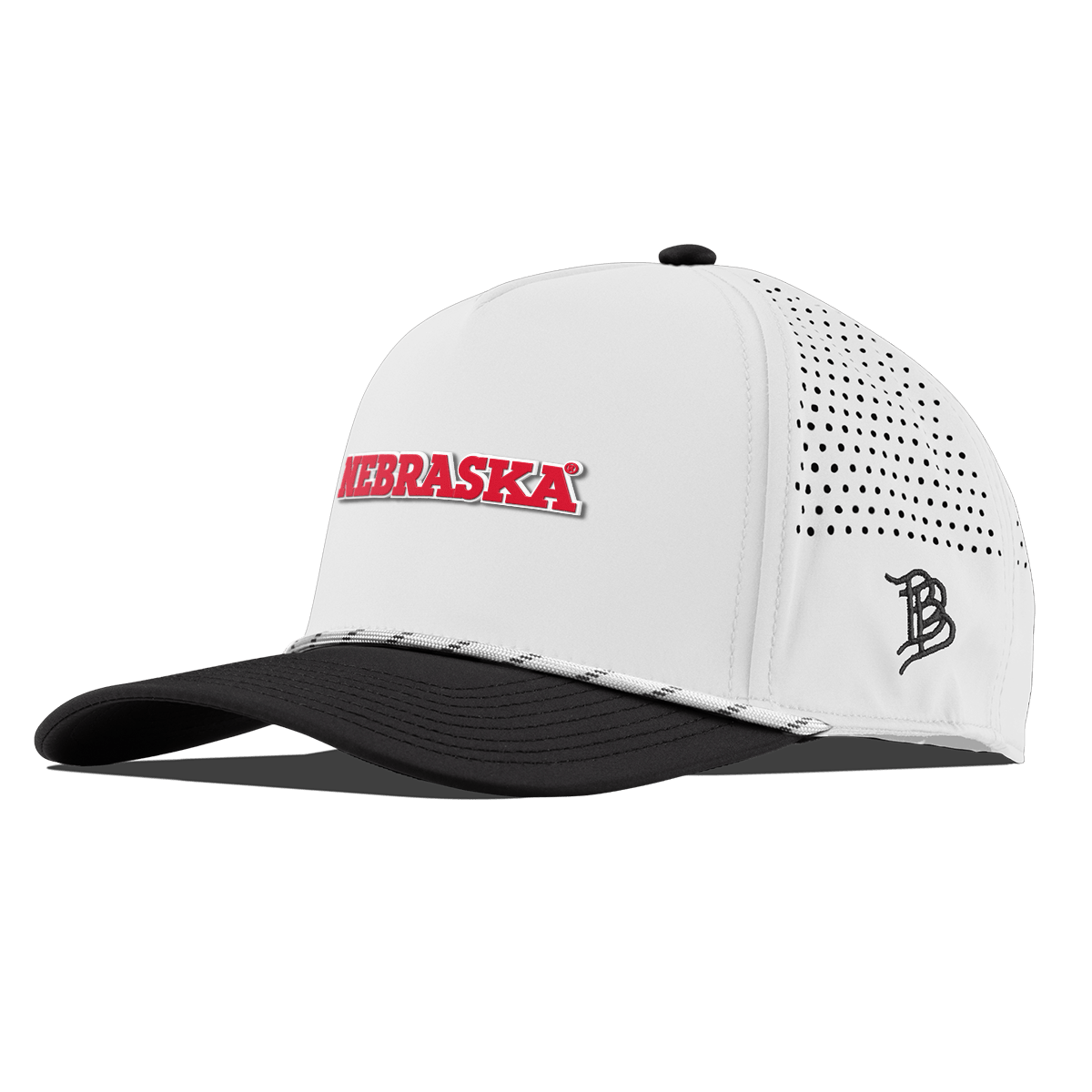 University of Nebraska "Nebraska Block" Curved 5 Panel Rope White/Black