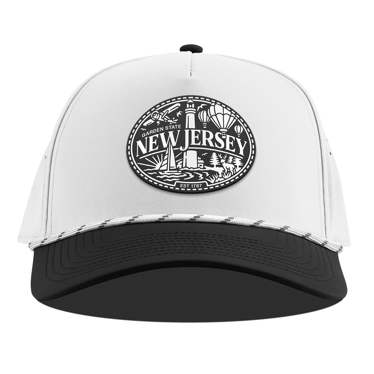 New Jersey Traveler Curved 5 Panel Rope White/Black