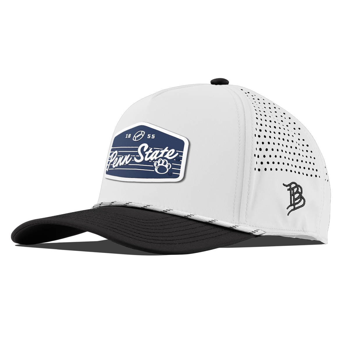 Penn State University "Nittany Lions Football" Curved 5 Panel Rope White/Black