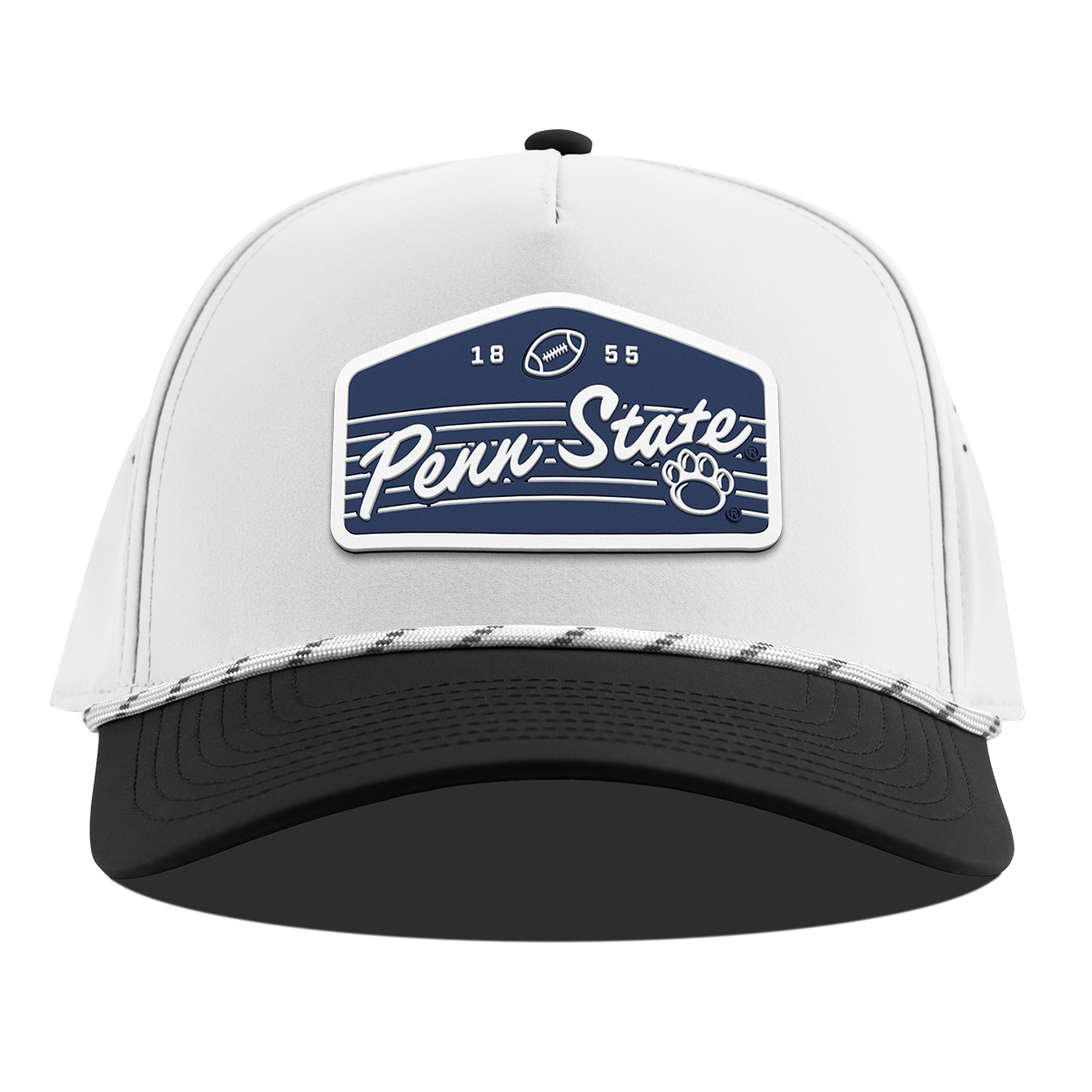 Penn State University "Nittany Lions Football" Curved 5 Panel Rope White/Black