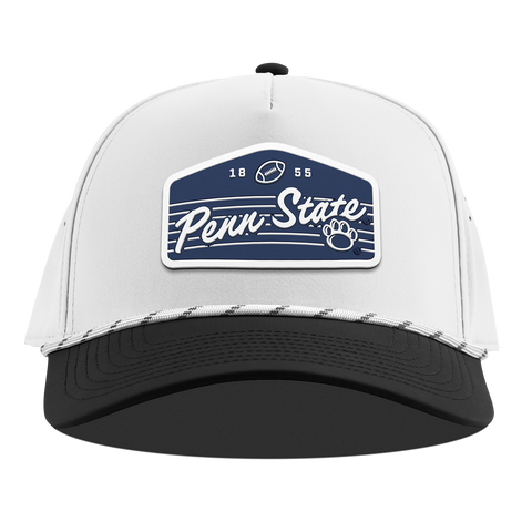 Penn State University "Nittany Lions Football" Curved 5 Panel Rope White/Black