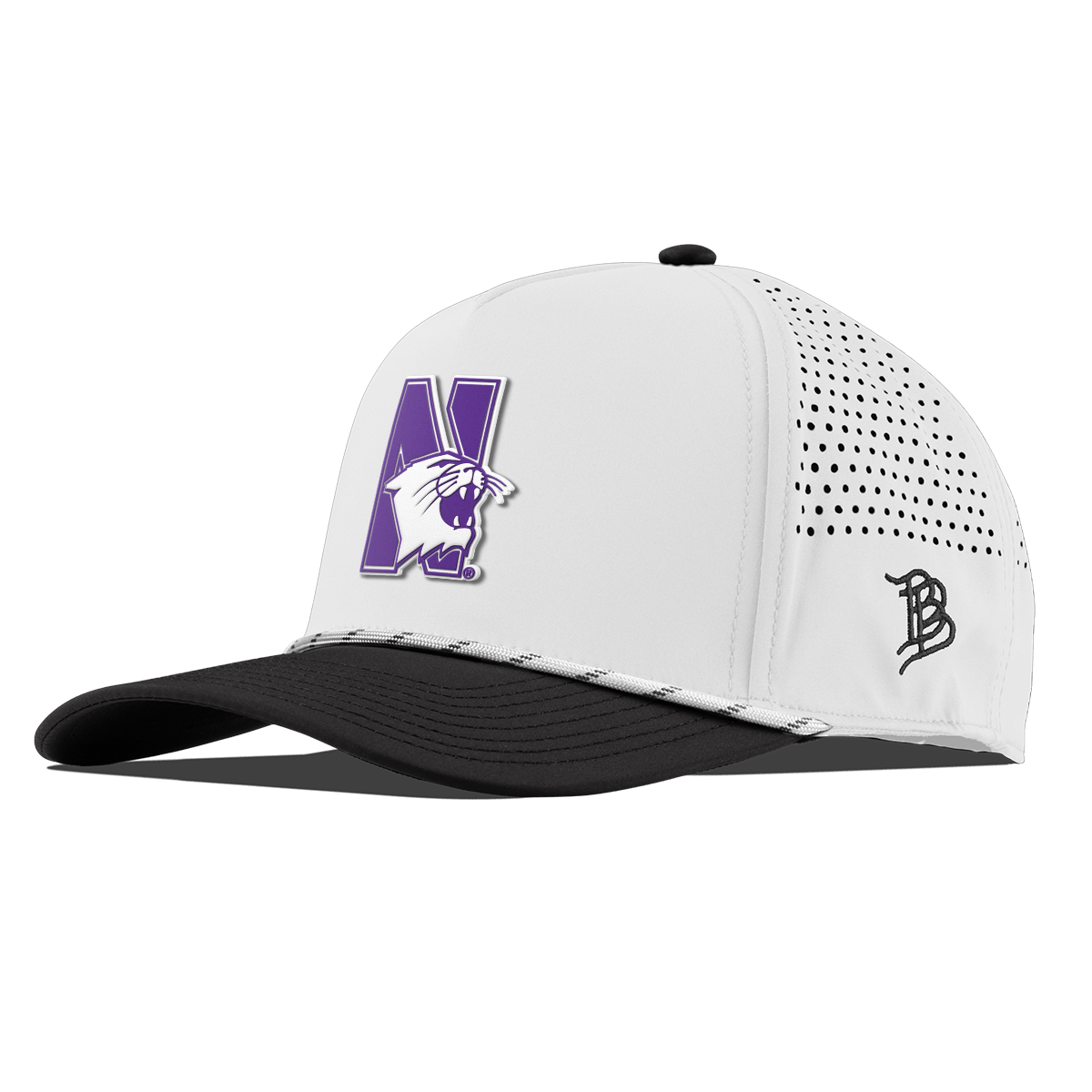 Northwestern University "Northwestern Block Logo" Curved 5 Panel Rope White/Black