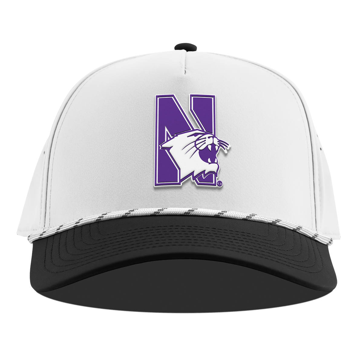 Northwestern University "Northwestern Block Logo" Curved 5 Panel Rope White/Black