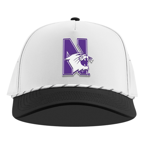 Northwestern University "Northwestern Block Logo" Curved 5 Panel Rope White/Black