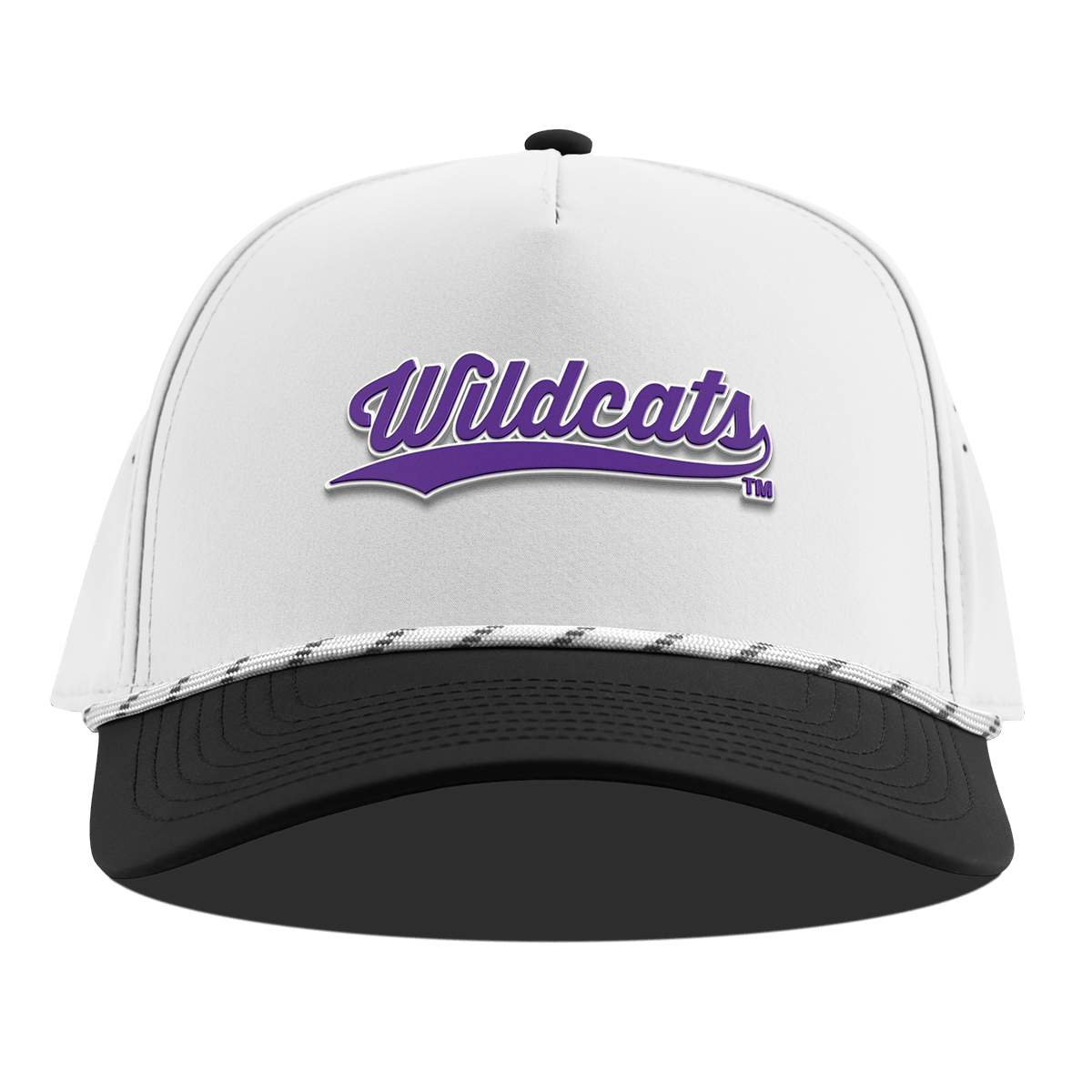 Northwestern University "Northwestern Wildcats Script" Curved 5 Panel Rope White/Black