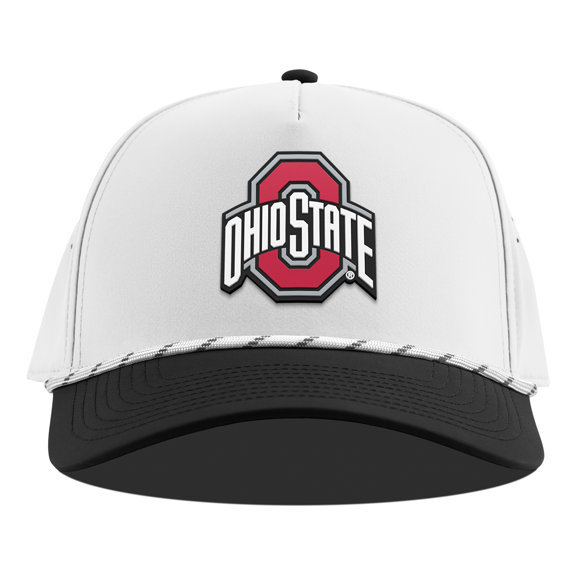 Ohio State University "Ohio State Gray Team Logo" Curved 5 Panel Rope White/Black