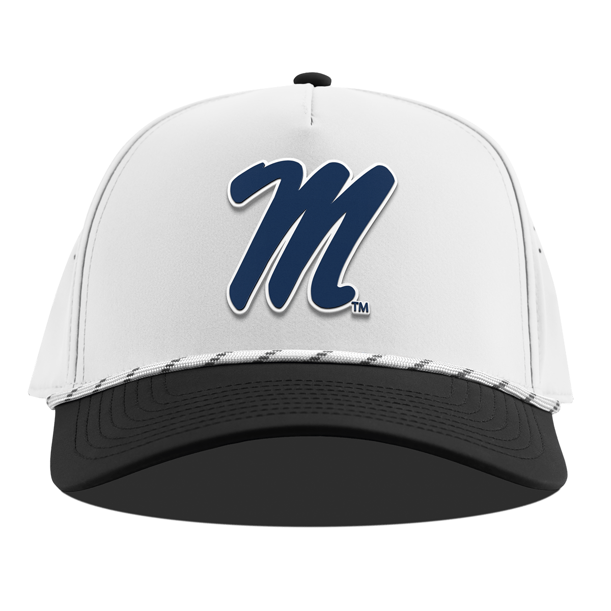 University of Mississippi "Ole Miss Block M Navy" Curved 5 Panel Rope White/Black