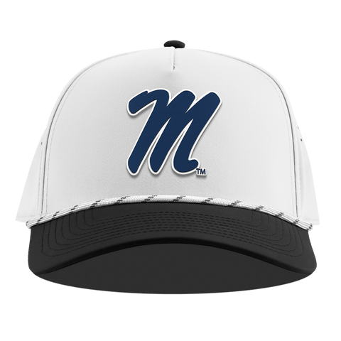 University of Mississippi "Ole Miss Block M Navy" Curved 5 Panel Rope White/Black