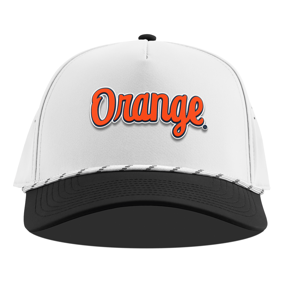 Syracuse University "Orange Throwback Script" Curved 5 Panel Rope White/Black