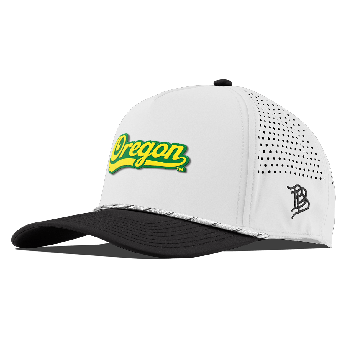 University of Oregon "Oregon Script" Curved 5 Panel Rope White/Black