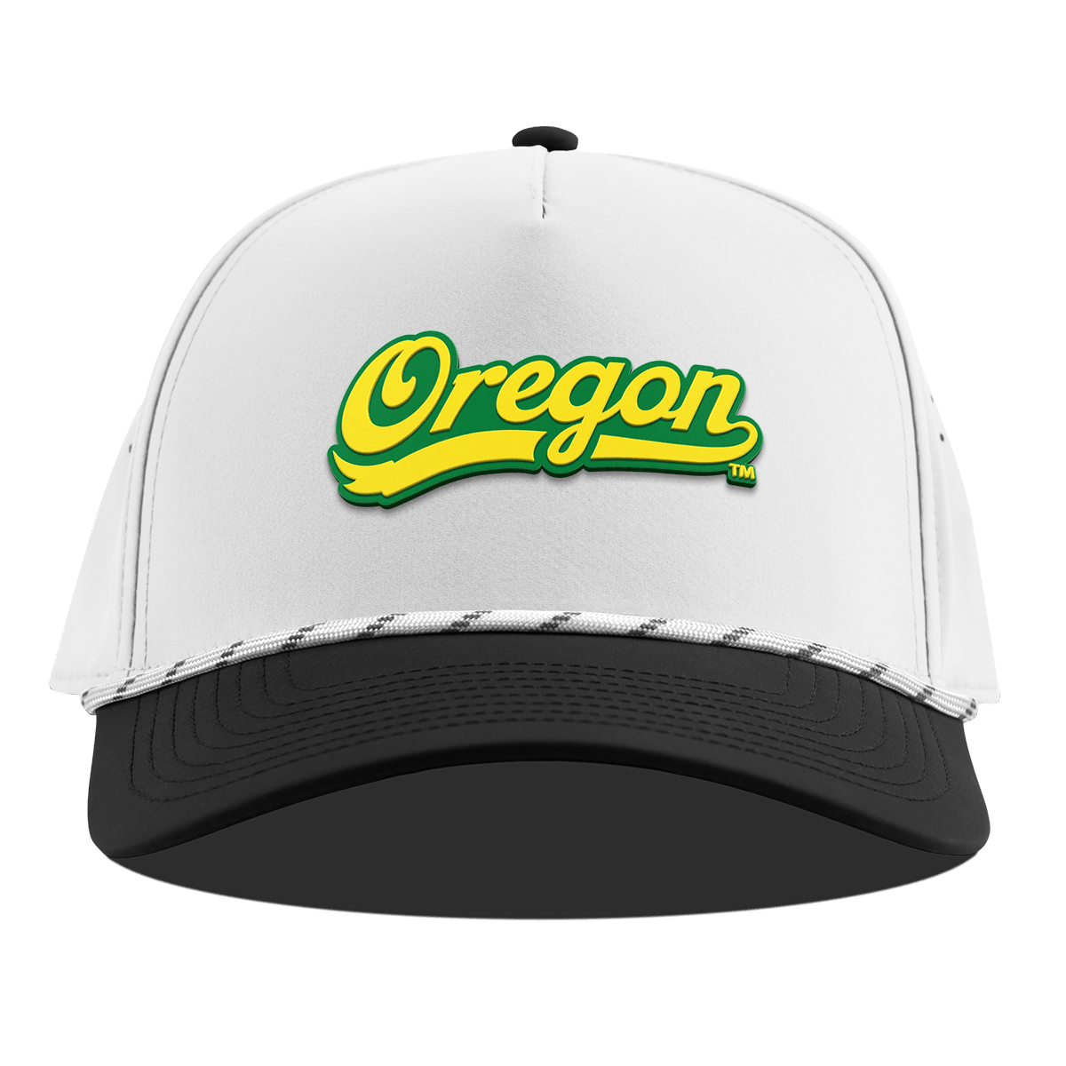 University of Oregon "Oregon Script" Curved 5 Panel Rope White/Black
