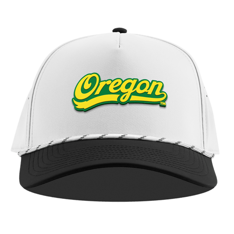 University of Oregon "Oregon Script" Curved 5 Panel Rope White/Black