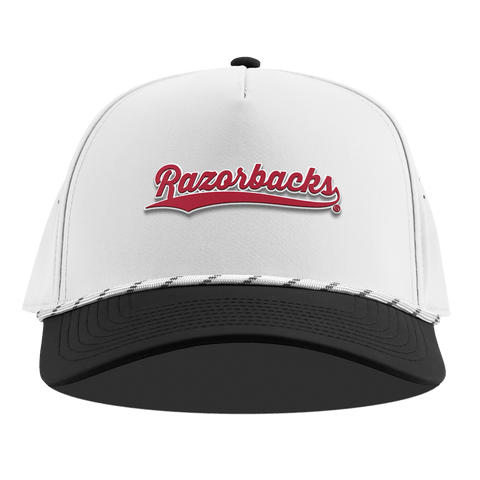University of Arkansas "Razorback Script" Curved 5 Panel Rope White/Black