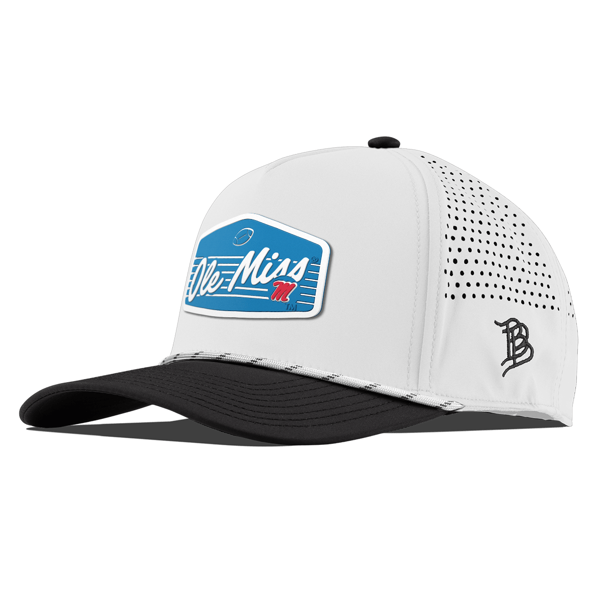 University of Mississippi "Rebel Football" Curved 5 Panel Rope White/Black
