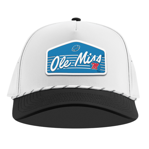 University of Mississippi "Rebel Football" Curved 5 Panel Rope White/Black