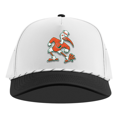 University of Miami "Sebastian the Ibis" Curved 5 Panel Rope White/Black