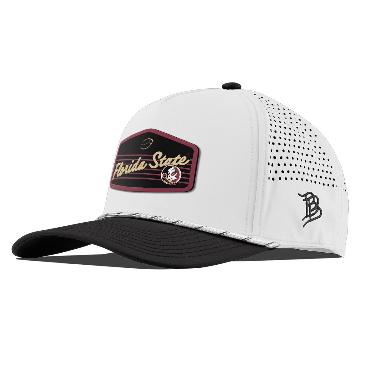 Florida State University "Seminole Football" Curved 5 Panel Rope White/Black