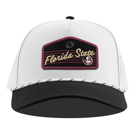 Florida State University "Seminole Football" Curved 5 Panel Rope White/Black