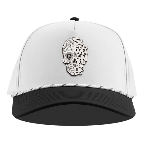 Sleep When You're Dead Skull Curved 5 Panel Rope White/Black