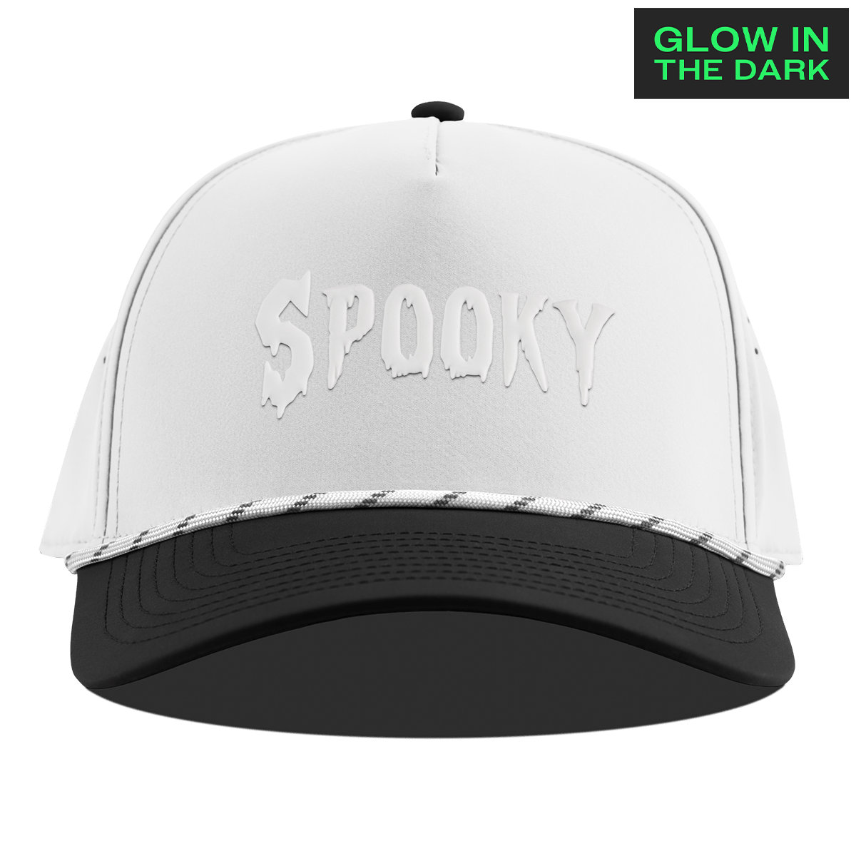 Spooky Glow Curved 5 Panel Rope White/Black