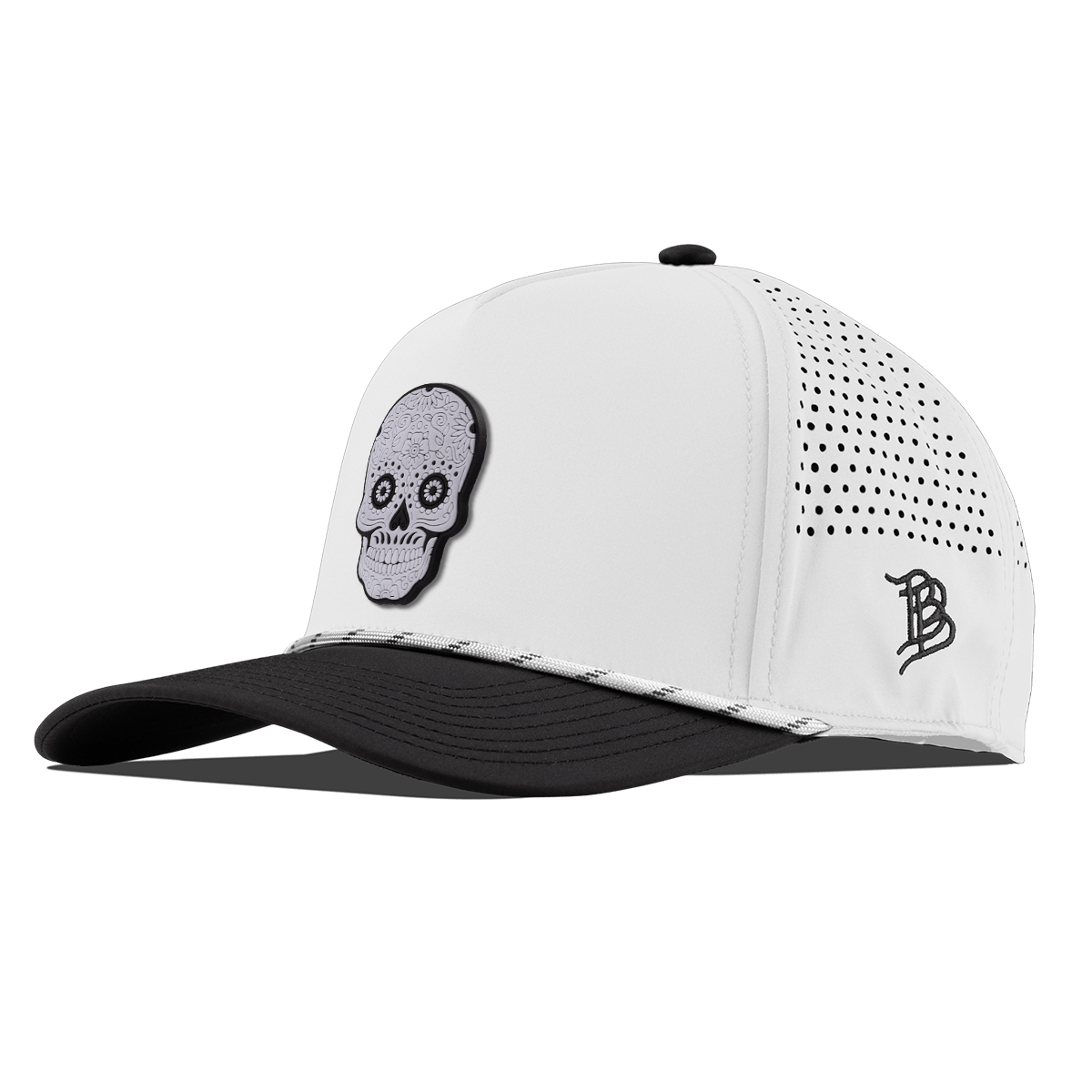 Sugar Skull PVC Curved 5 Panel Rope White/Black
