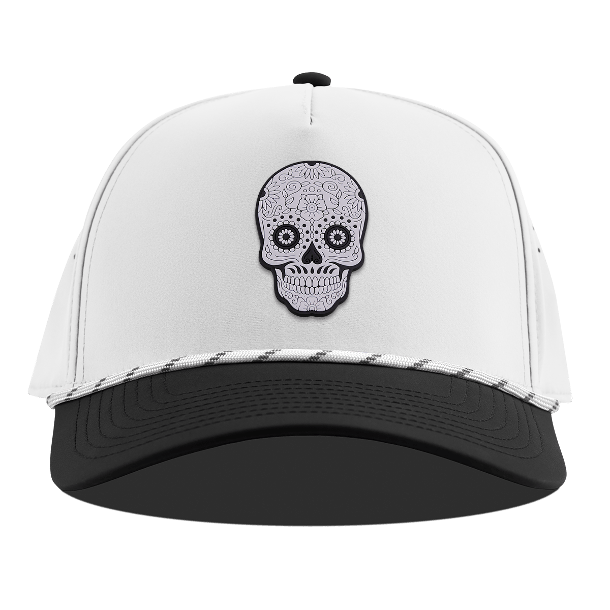 Sugar Skull PVC Curved 5 Panel Rope White/Black