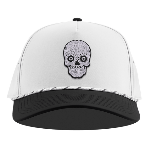 Sugar Skull PVC Curved 5 Panel Rope White/Black