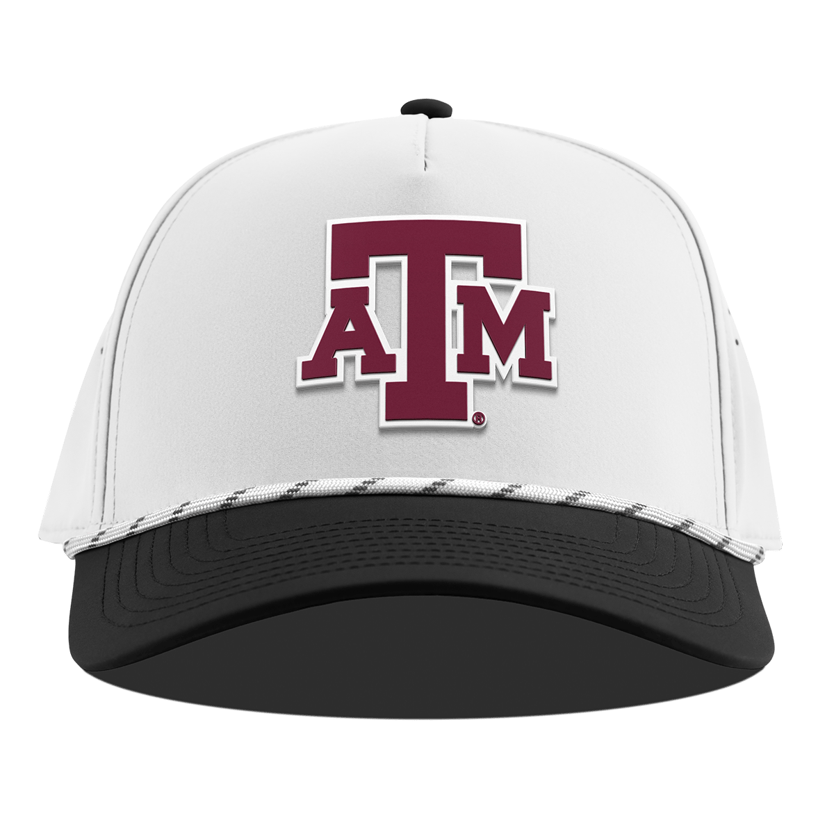 Texas A&M University "Texas A&M Block" Curved 5 Panel Rope White/Black