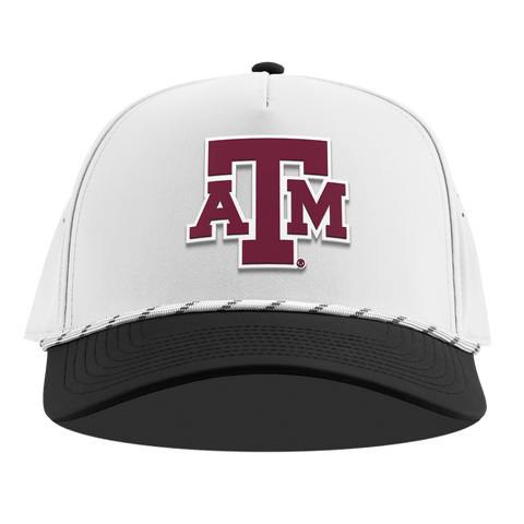 Texas A&M University "Texas A&M Block" Curved 5 Panel Rope White/Black