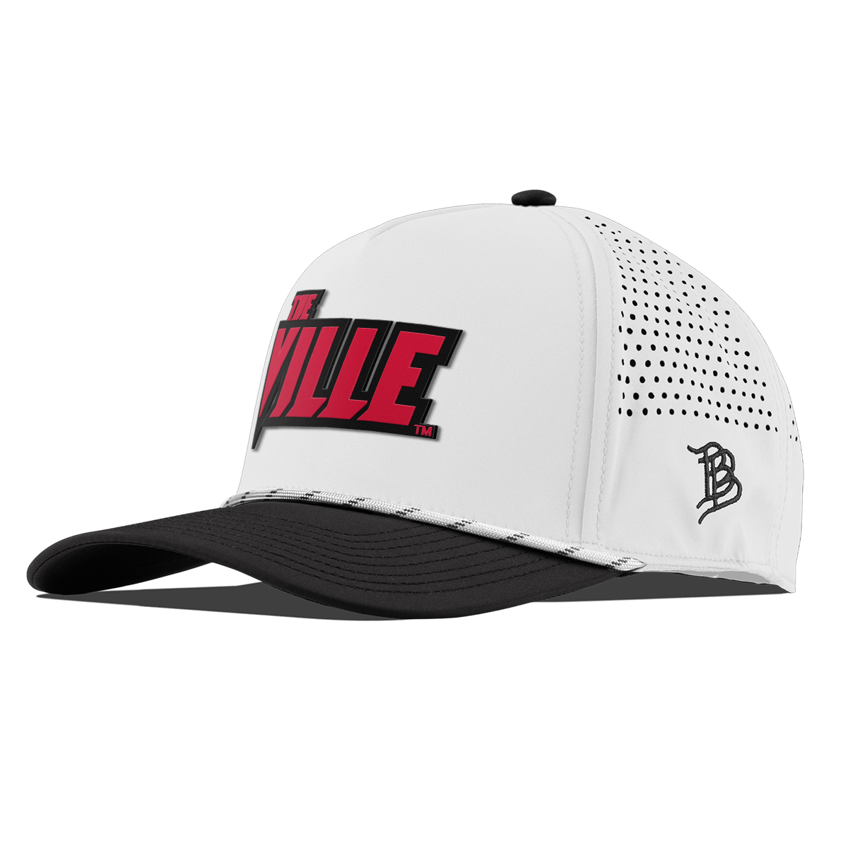 University of Louisville "The Ville Block" Curved 5 Panel Rope White/Black