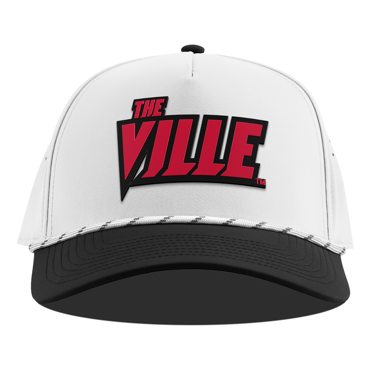 University of Louisville "The Ville Block" Curved 5 Panel Rope White/Black