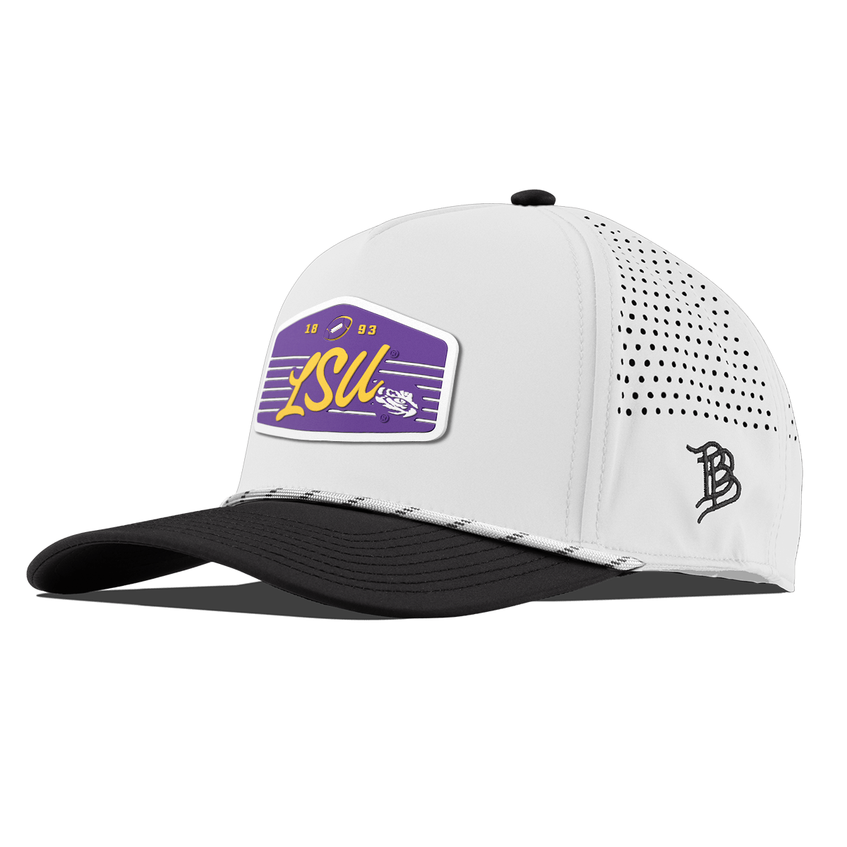 Louisiana State University "Tigers Football" Curved 5 Panel Rope White/Black