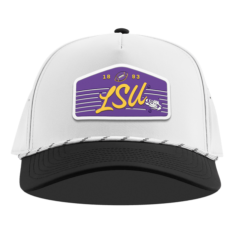 Louisiana State University "Tigers Football" Curved 5 Panel Rope White/Black