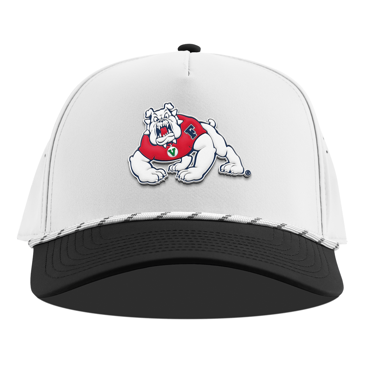 Fresno State University "TimeOut The Bulldog" Curved 5 Panel Rope White/Black