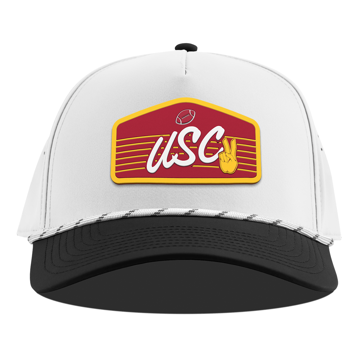 University of Southern California "Trojans Football" Curved 5 Panel Rope White/Black