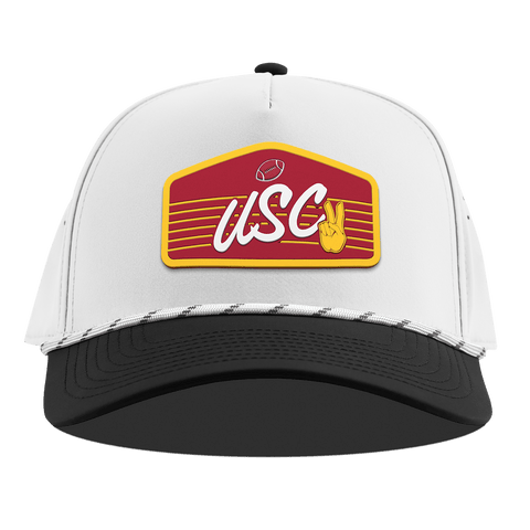 University of Southern California "Trojans Football" Curved 5 Panel Rope White/Black