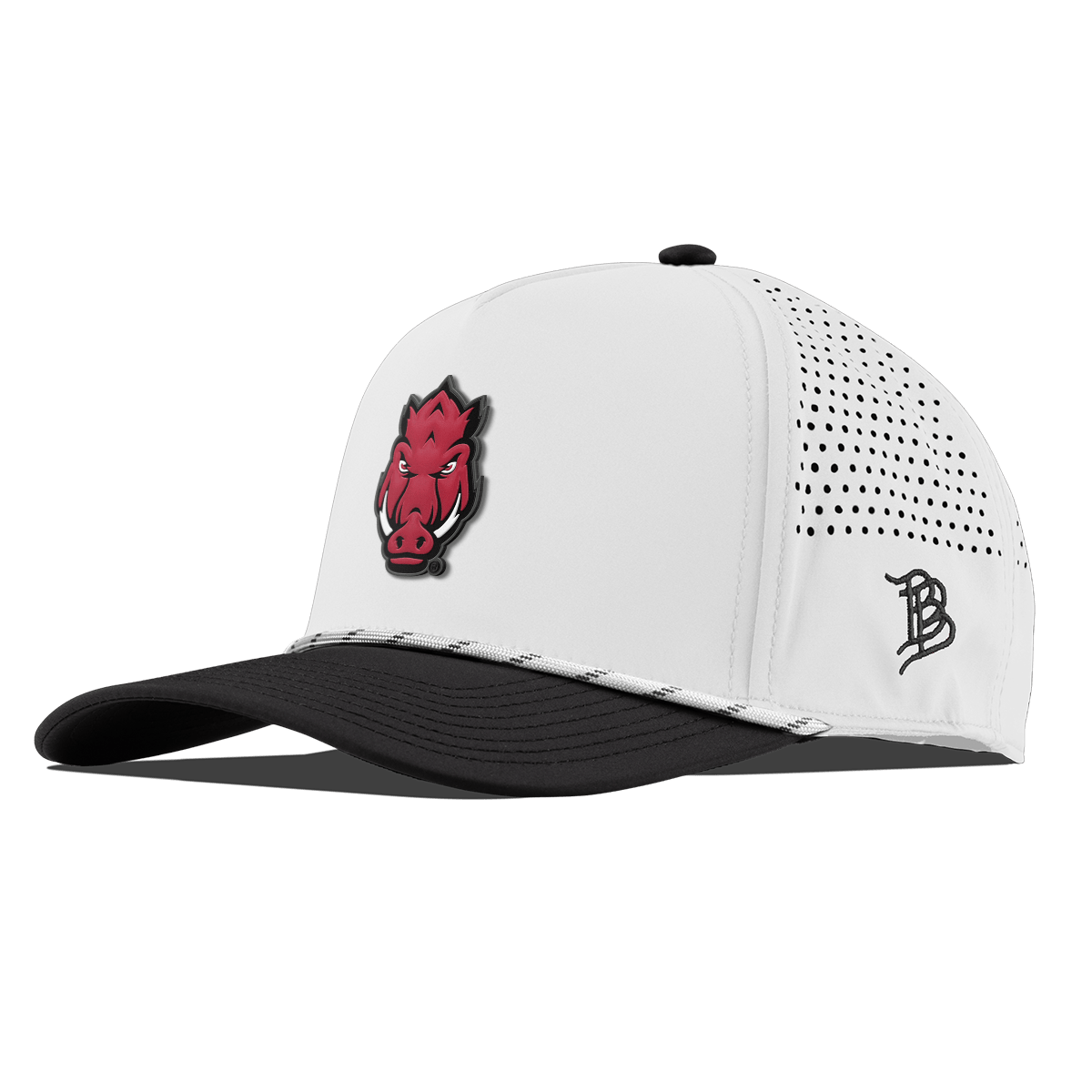 University of Arkansas "Tusk" Curved 5 Panel Rope White/Black