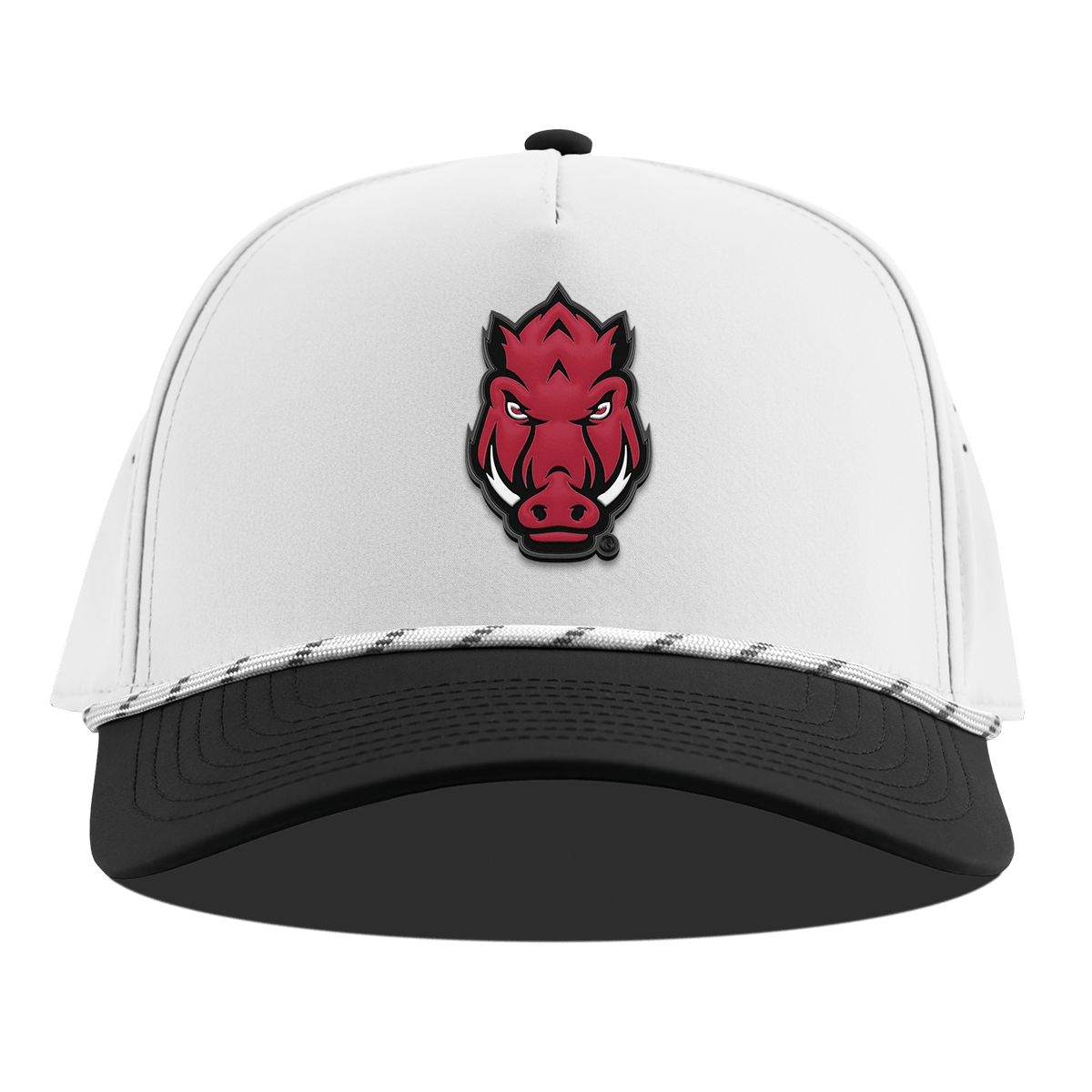 University of Arkansas "Tusk" Curved 5 Panel Rope White/Black