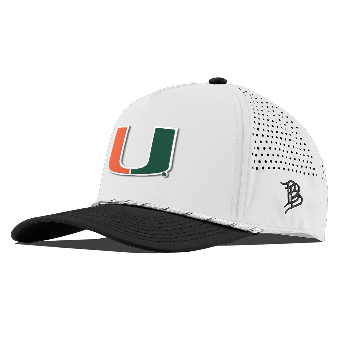 University of Miami "Miami Team Logo" Curved 5 Panel Rope White/Black