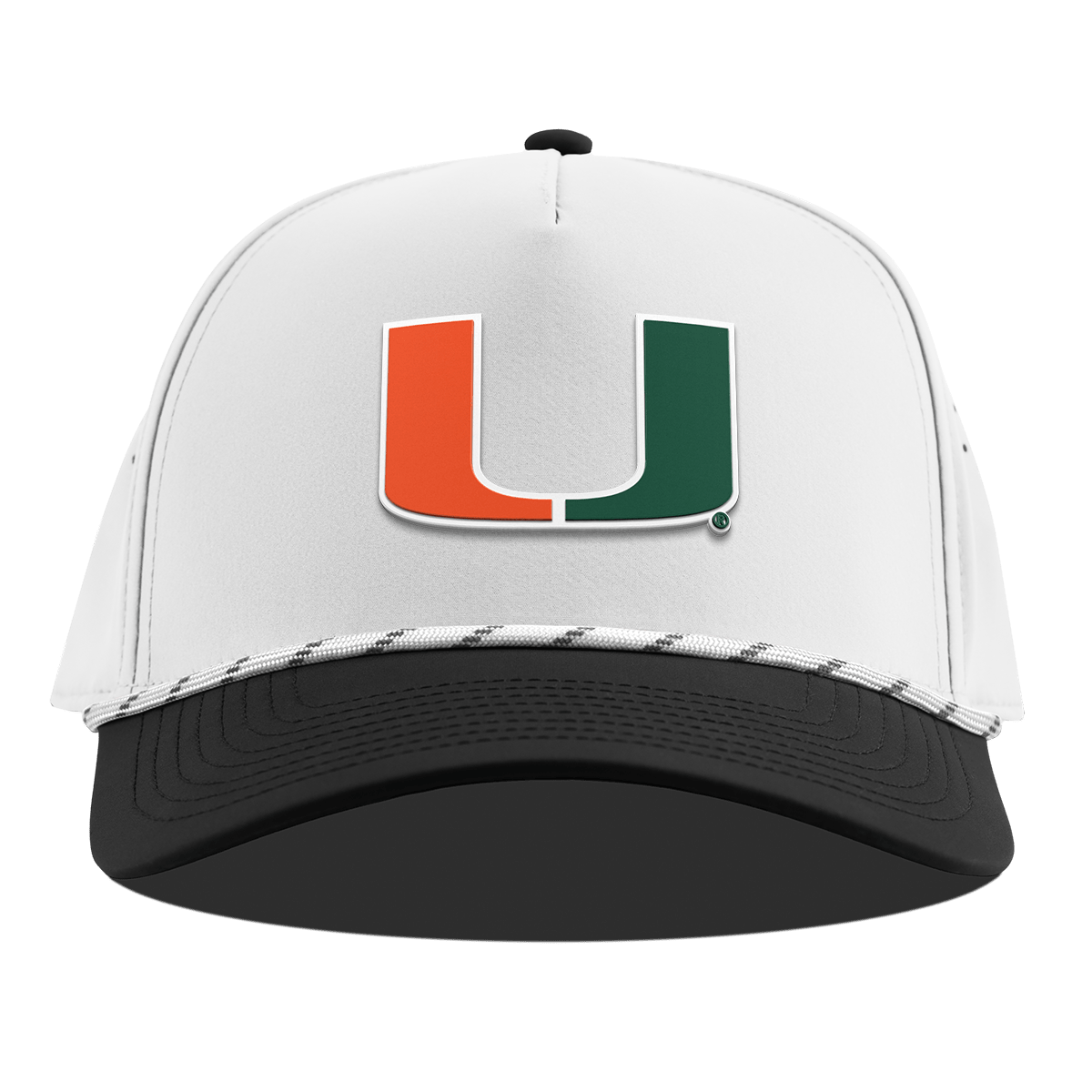 University of Miami "Miami Team Logo" Curved 5 Panel Rope White/Black
