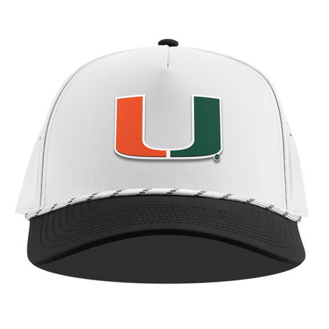 University of Miami "Miami Team Logo" Curved 5 Panel Rope White/Black