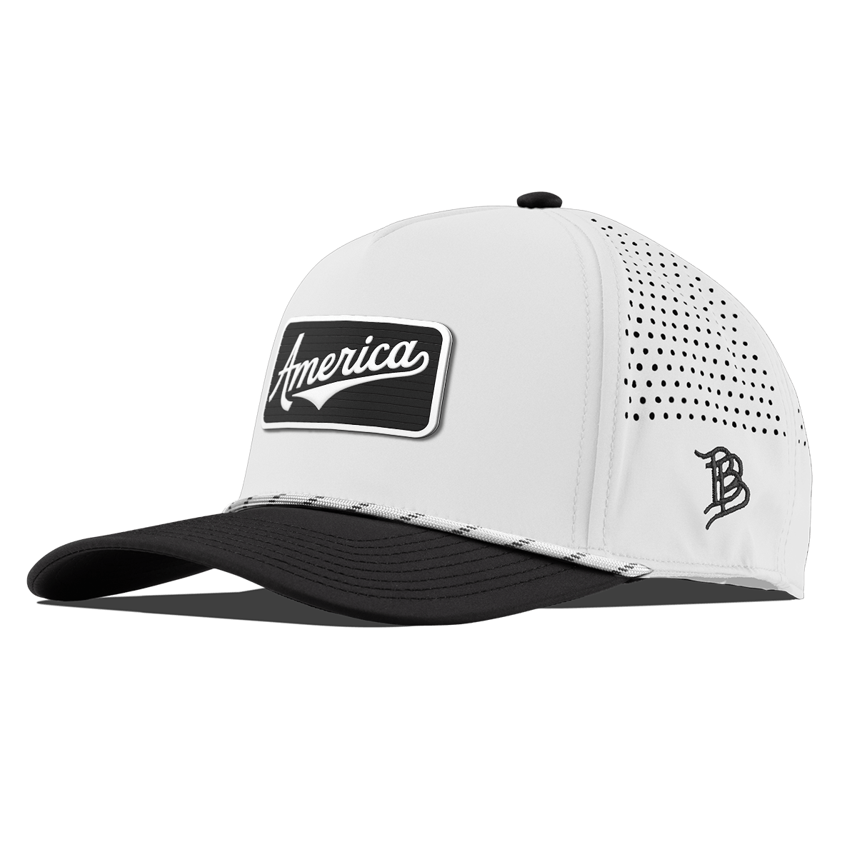 Vintage America Badge Curved 5 Panel Rope White/Black