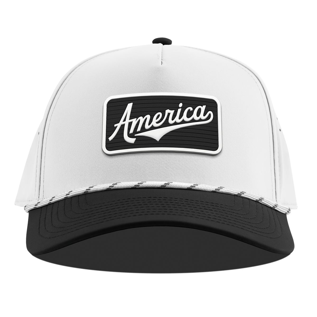 Vintage America Badge Curved 5 Panel Rope White/Black